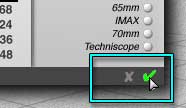 Checkmark to Save Changes, X to Cancel and leave the document untouched