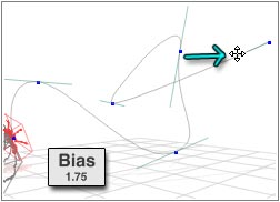 Bias 1.75, the path is high on the left, low on the right
