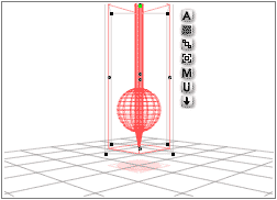 A pendulum; The ball is attached to the end of the long, skinny cylinder, with the cone upside down to make a point at the bottom