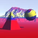 Texture applied to Ground Plane, Terrain, Pyramid, and Sphere