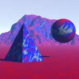 Texture applied to Ground Plane, Terrain, Pyramid, and Sphere