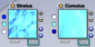 Sky Lab, Cloud Cover Tab; Edit button for Stratus and Cumulus circled