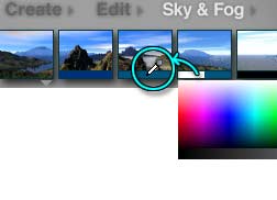 Sky and Fog palette, with fog color dropper changing