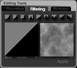 Terrain Lab, Editing Tools, Filtering, showing default linear filter