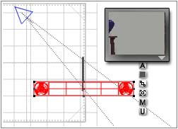 Wireframe Top; Table at far right edge of Perspective Lines, inset shows table almost out of view to left in Nano Preview