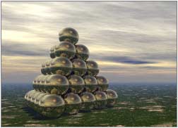 Render; stack of golden balls