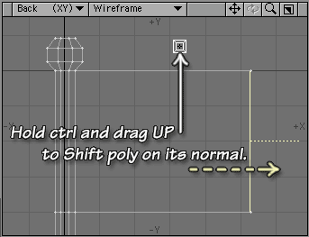 Hold crtl and drag UP to shift the poly in the direction of its normal (to the right.)