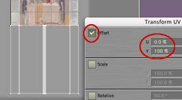 Go to Map>Texture>Transform UV again, and Offset 100% on the V axis.