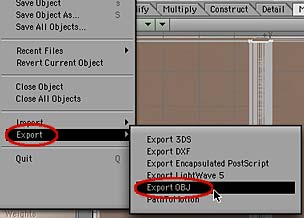 Export OBJ from the File menu.