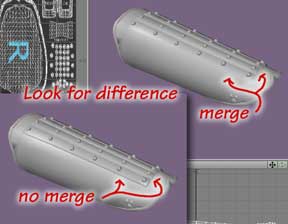Merge points, and notice that this causes the model to change. Figure out how and where, so you can return to the pristine state after mapping.
