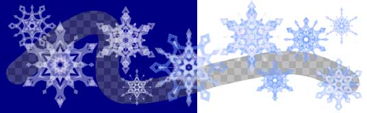 Snowflakes, over dark and white, in various sizes
