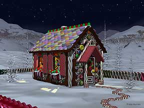 Wallpaper with Gingerbread House
