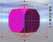 A render of the block, with the wireframe superimposed on it, to show the results of the Boolean operation.