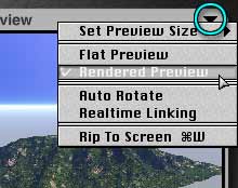 The preview menu, top right of the Preview palette, under the flippy, showing a rendered preview behind it
