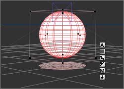 A Combined render and Wireframe, of a white sphere in a flat gray world