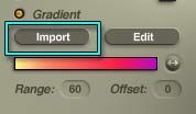 The Gradient portion of the Light Lab, with the Import button highlighted
