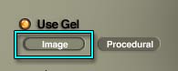Use Gel controls, middle right of the Light Lab. The Image button, on the left, is highlighted.