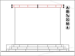 Wireframe side view. The columns are showing as a box, but you can see the steps, and the top one now placed above the columns.