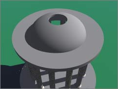Rendered Boolean of the temple roof. Still all gray.
