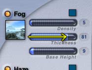 Sky Lab, Atmosphere tab, Enable Fog, move Thickness slider right