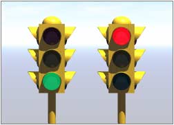 Render, Traffic lights; left is Green, right is Red
