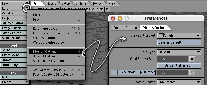 Open the Display Options tab of the Preferences panel