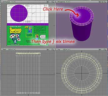 In Perspective view, click the middle lid poly, then type } six times; cut and paste right back.
