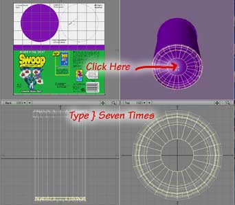 In the Perspective view, click the middle bottom poly, type } 7 times, then cut and paste.