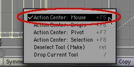 Set Mode (at the bottom) to Action Center : Mouse