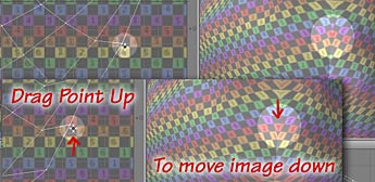 Drag points up to move the texture image down, and vice versa.
