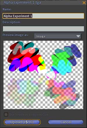 The Preview Window from SL shows your texture with the Opacity from the Alpha Channel